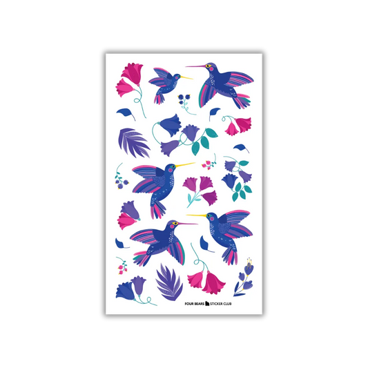 Purple Hummingbirds - Four Bears Sticker Club