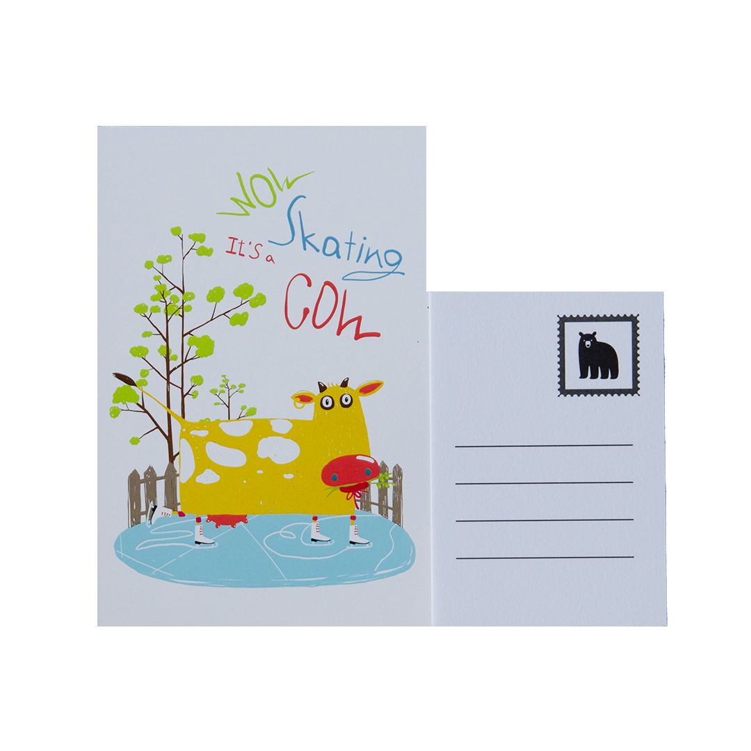 skating-cow-postcards-four-bears-sticker-club