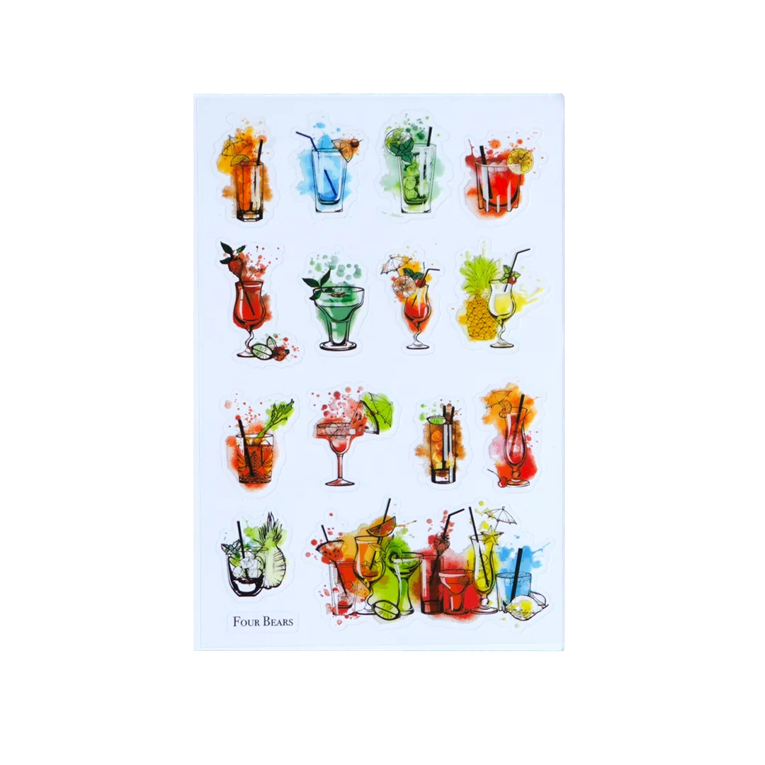 Watercolour Drinks - Four Bears Sticker Club